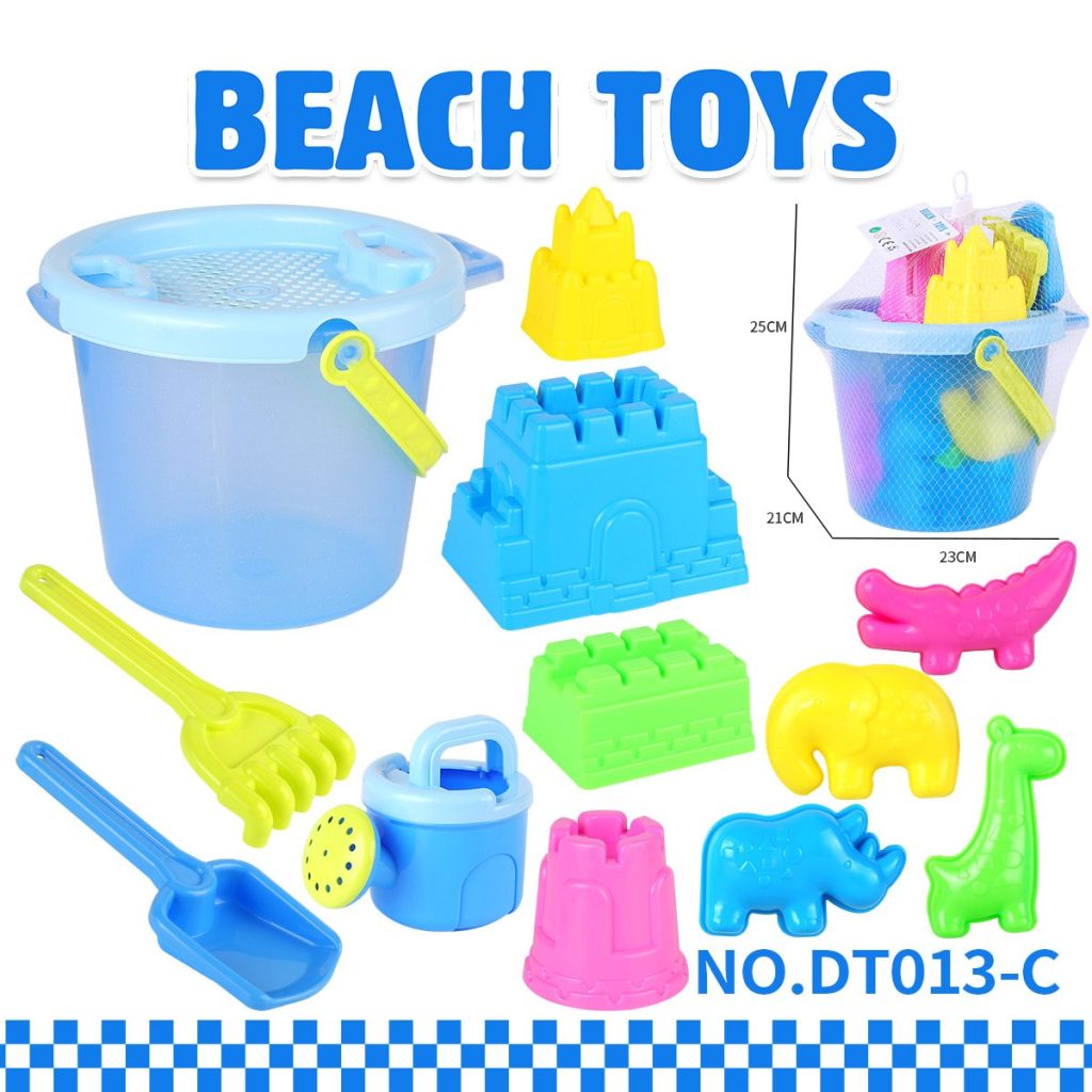Transparent Beach Bucket Castle Shower Elephant Giraffe Sand Model Sand Shovel Tool 13PCS TS-013-C