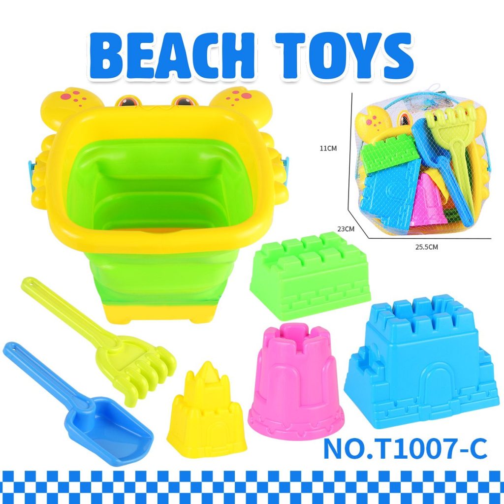 Crab folding bucket beach castle sand model sand shovel tool 7PCS TS-1007-C