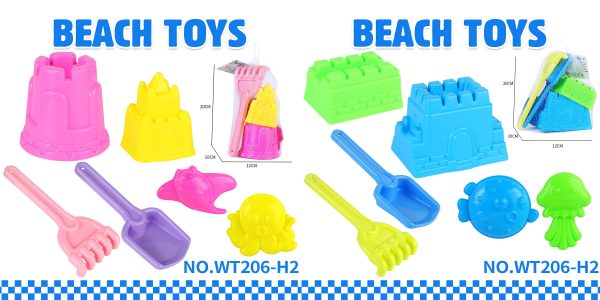 螃蟹折叠桶沙滩城堡沙模沙铲工具7PCS TS-1007-C